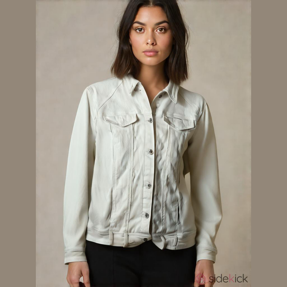Gloria Vanderbilt Cream Jean Jacket Classic Denim women size large spring jacket